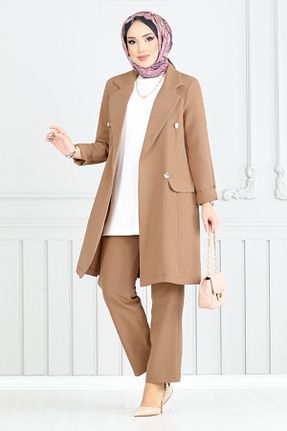 ست بالاتنه و پائین تنه قهوه ای زنانه بافتنی ModaMerve - کد 903237038