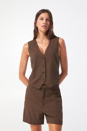 جلیقه قهوه ای زنانه رگولار Pull & Bear - کد 902008887