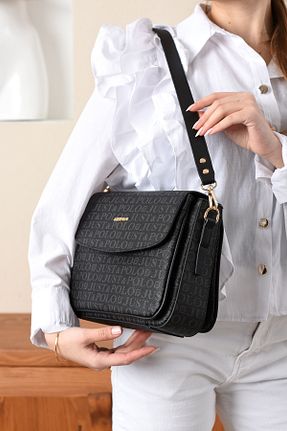کیف دوشی مشکی زنانه چرم مصنوعی Just Polo - کد 902027355