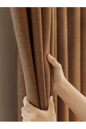 پرده زمینه قهوه ای پلی استر Demor Home - کد 902852428