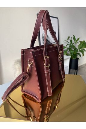 کیف دوشی زرشکی زنانه چرم مصنوعی MİRELA - کد 902063287