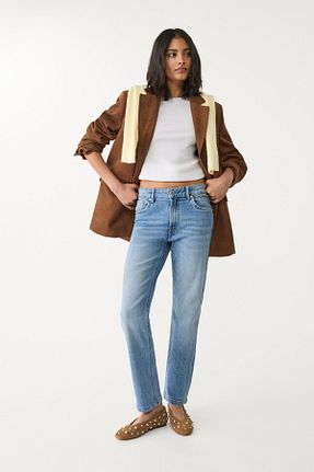 شلوار جین سرمه ای زنانه پاچه ساده Stradivarius - کد 902056928