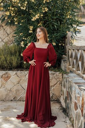 لباس مجلسی و فارغ التحصیلی زرشکی زنانه شیفون berissima bride - کد 735679288