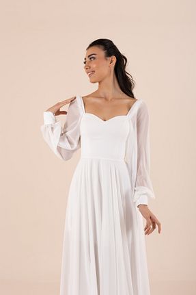لباس مجلسی و فارغ التحصیلی سفید زنانه شیفون berissima bride - کد 189907644