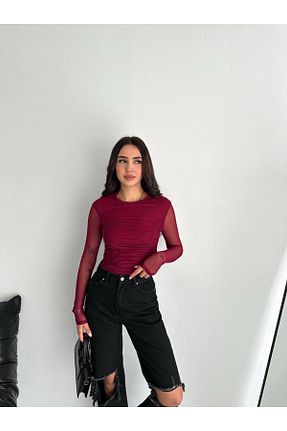بلوز زرشکی زنانه ساده gozdefashion - کد 902080920