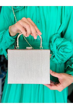 کیف مجلسی طلائی زنانه فلزی Çanta Trend - کد 902079220