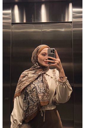 شال قهوه ای زنانه پنبه ای Arden Scarf - کد 877700900