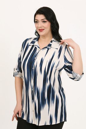 پیراهن سایز بزرگ سرمه ای زنانه سایز بزرگ By Alba Collection - کد 902082182