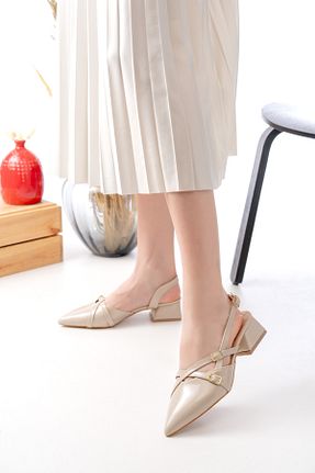 کفش پاشنه بلند کلاسیک نباتی زنانه چرم لاکی Taha Türk - کد 902087192