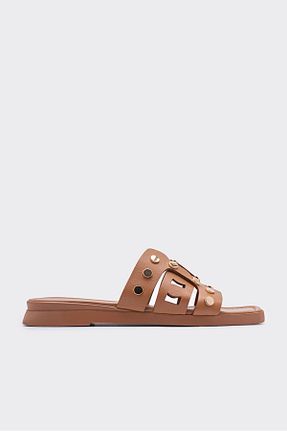 دمپائی قهوه ای زنانه چرم خالص SHOEMARK - کد 902080239