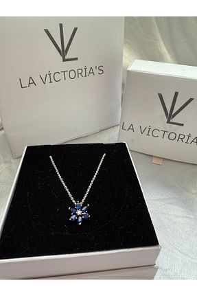 گردنبند نقره آبی زنانه 925 عیار la victorias - کد 902080730