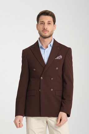 کت بلیزر قهوه ای مردانه پلی ویسکون Frappoli - کد 892710159
