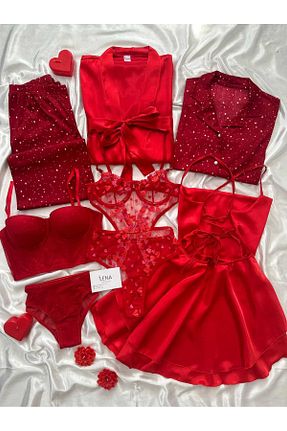 ربدوشام قرمز زنانه ساتن Lena Homewears - کد 902133540