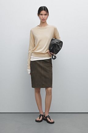 پلیور بژ زنانه ساده Massimo Dutti - کد 898058393