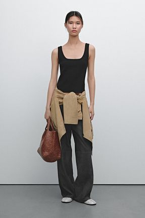 بلوز مشکی زنانه یقه U Massimo Dutti - کد 898540085