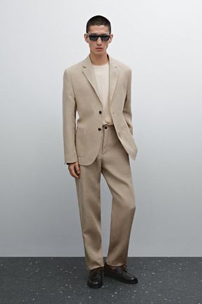 شلوار بژ مردانه کتان Massimo Dutti - کد 896582307