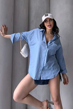 پیراهن آبی زنانه رگولار İstangül Butik - کد 902185292