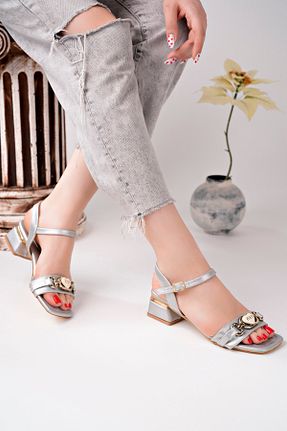 کفش پاشنه بلند کلاسیک طوسی زنانه نقره LZ SHOES - کد 902169465