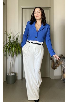 شلوار سفید زنانه بافتنی Butik - کد 896616260