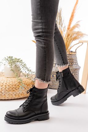 بوت / نیم بوت مشکی زنانه چرم خالص Dericalle shoes - کد 773811205