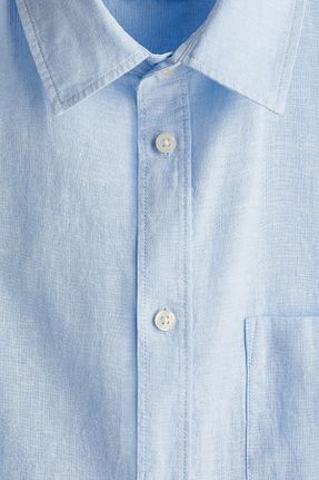 پیراهن آبی مردانه یقه پیراهنی H&M - کد 902234539
