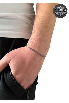 دستبند نقره طوسی مردانه 925 عیار Silvoria - کد 902259724