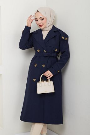 ترنچکت حجاب سرمه ای زنانه پنبه پلی استر InStyle - کد 902261270