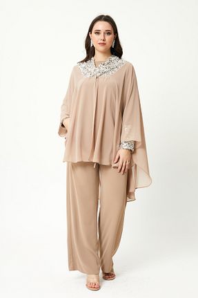 ست بالاتنه و پائین تنه حجاب بژ زنانه Relaxed Jupe - کد 902260579