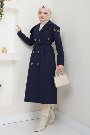 ترنچکت حجاب سرمه ای زنانه پنبه پلی استر InStyle - کد 902261270