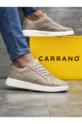 کفش اسنیکر بژ مردانه بند دار Carrano - کد 902260959