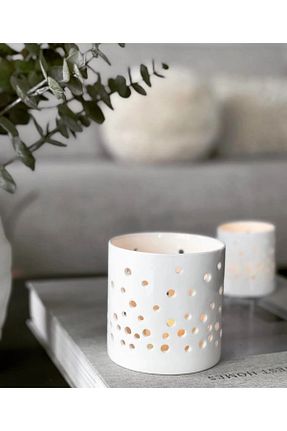 شمعدان و شمع گیر سفید سرامیک LALEZEN HOME - کد 902214866