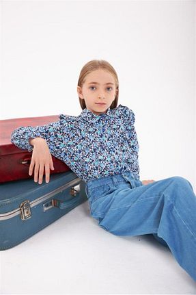ست بالاتنه و پائین تنه آبی بچه گانه جین Hilal Akıncı Kids - کد 467456307