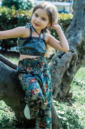 ست بالاتنه و پائین تنه سبز بچه گانه جین Hilal Akıncı Kids - کد 98522424