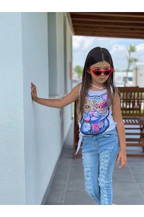 ست بالاتنه و پائین تنه سفید بچه گانه جین Hilal Akıncı Kids - کد 112637565