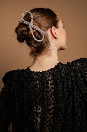 گیره سر طوسی زنانه سنگ کریستال LIVOSH - کد 902334325