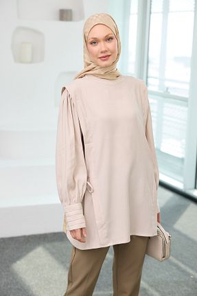 تونیک حجاب بژ زنانه ویسکون LOCCO - کد 902340793