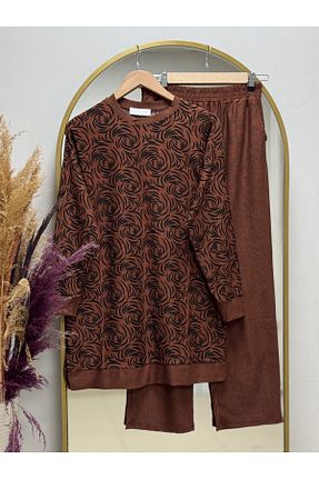 ست بالاتنه و پائین تنه حجاب قهوه ای زنانه رگولار Ebrar Store - کد 902335061