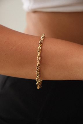 دستبند استیل (فولاد) طلائی زنانه استیل ضد زنگ ByFlorya Jewelry - کد 855223396