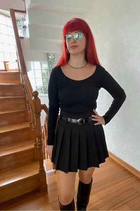 دامن مشکی زنانه چاپی Derya butik - کد 902333322