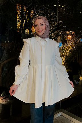 پیراهن حجاب سفید زنانه رگولار LOCCO - کد 902343229