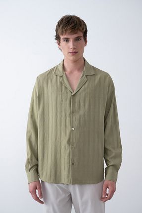 پیراهن خاکی مردانه اورسایز İLKCET MODA - کد 902348058