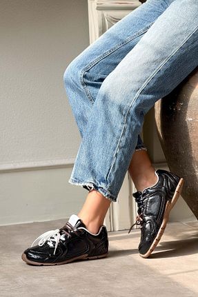 کفش اسنیکر مشکی زنانه بند دار NİŞANTAŞI SHOES - کد 902364748