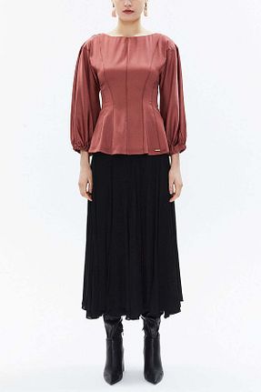 بلوز قهوه ای زنانه ساده SOCIETA - کد 96696639