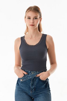 بادی طوسی زنانه یقه U Fullamoda - کد 902387095