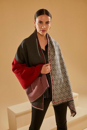 شال قرمز زنانه اکریلیک Uludağ Triko - کد 460441437