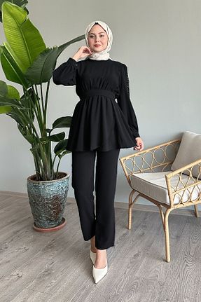 ست بالاتنه و پائین تنه حجاب مشکی زنانه رگولار InStyle - کد 902398731