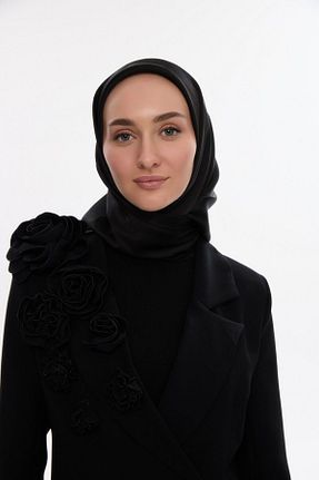 روسری مشکی ساتن cs camellia scarf - کد 902481288