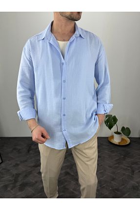 پیراهن آبی مردانه اورسایز T&M Vertino - کد 902586194