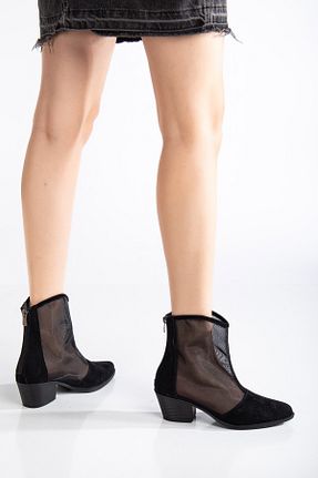 بوت / نیم بوت مشکی زنانه چرم مصنوعی MS SUGAR SHOES - کد 902497045