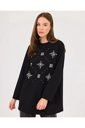 بلوز مشکی زنانه یقه دوچرخه SEÇİL - کد 904421189